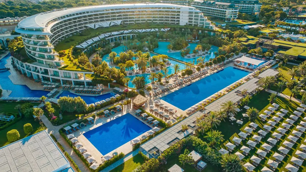 Maxx Royal Belek Golf Resort · Hotel and pools from above